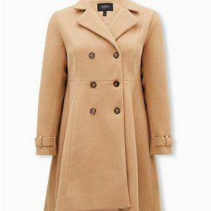 TORRID HIGH/LOW DOUBLE BREASTED WOOL COAT. PLUS 6